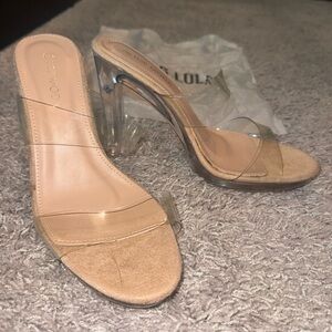 Top Moda Clear/Nude Heel Sandals